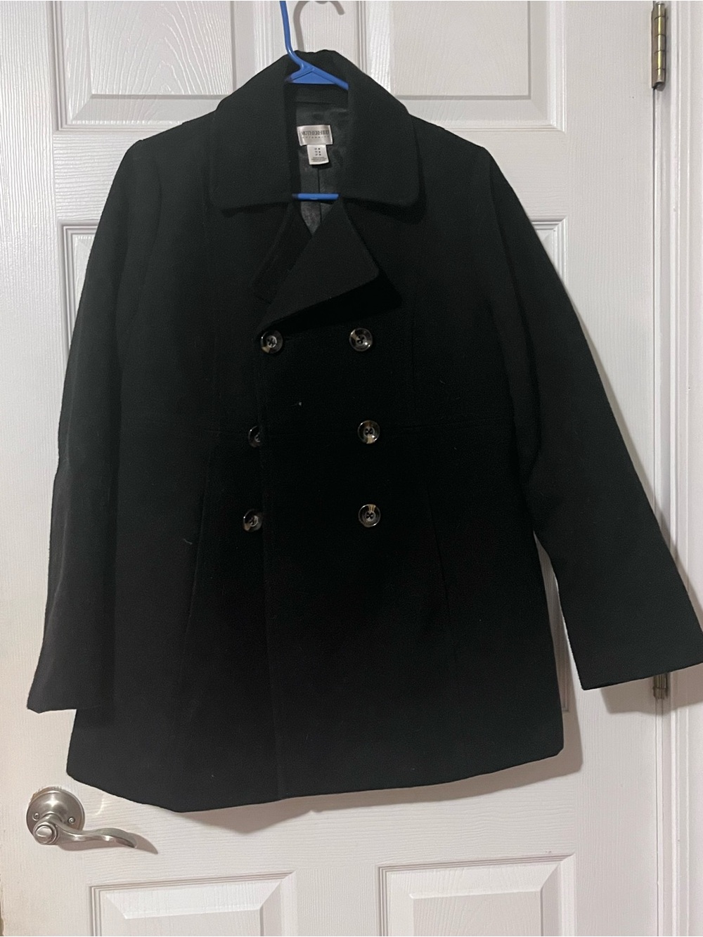 Motherhood Maternity Black Double-Breasted Pea Coat